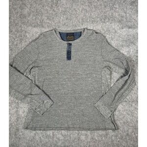 Lucky Brand Sweatshirt Men's L Gray Long Sleeve Lived In Thermal Henley Shirt